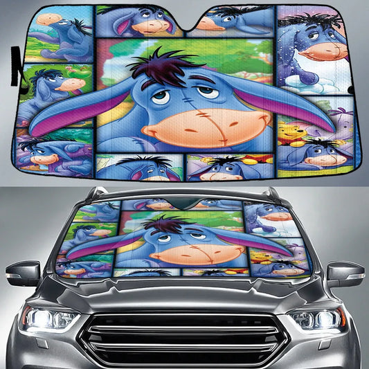 WTP Car Sun Shade Eeyore In The Field Graphic Winshield Sun Shade Blue