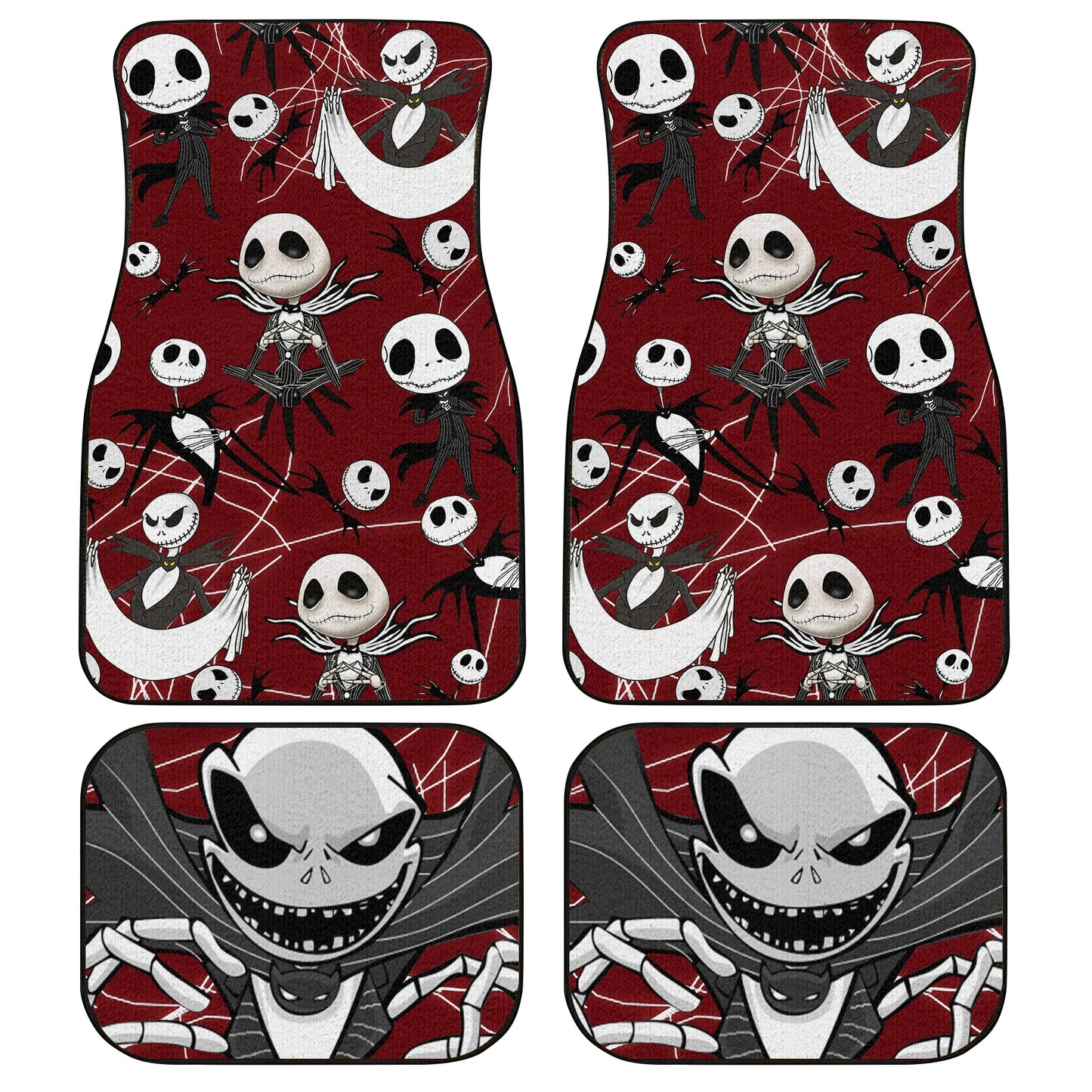 TNBC Car Mats Jack Skellington All Emotions Poses Pattern Car Floor Mats Black Red