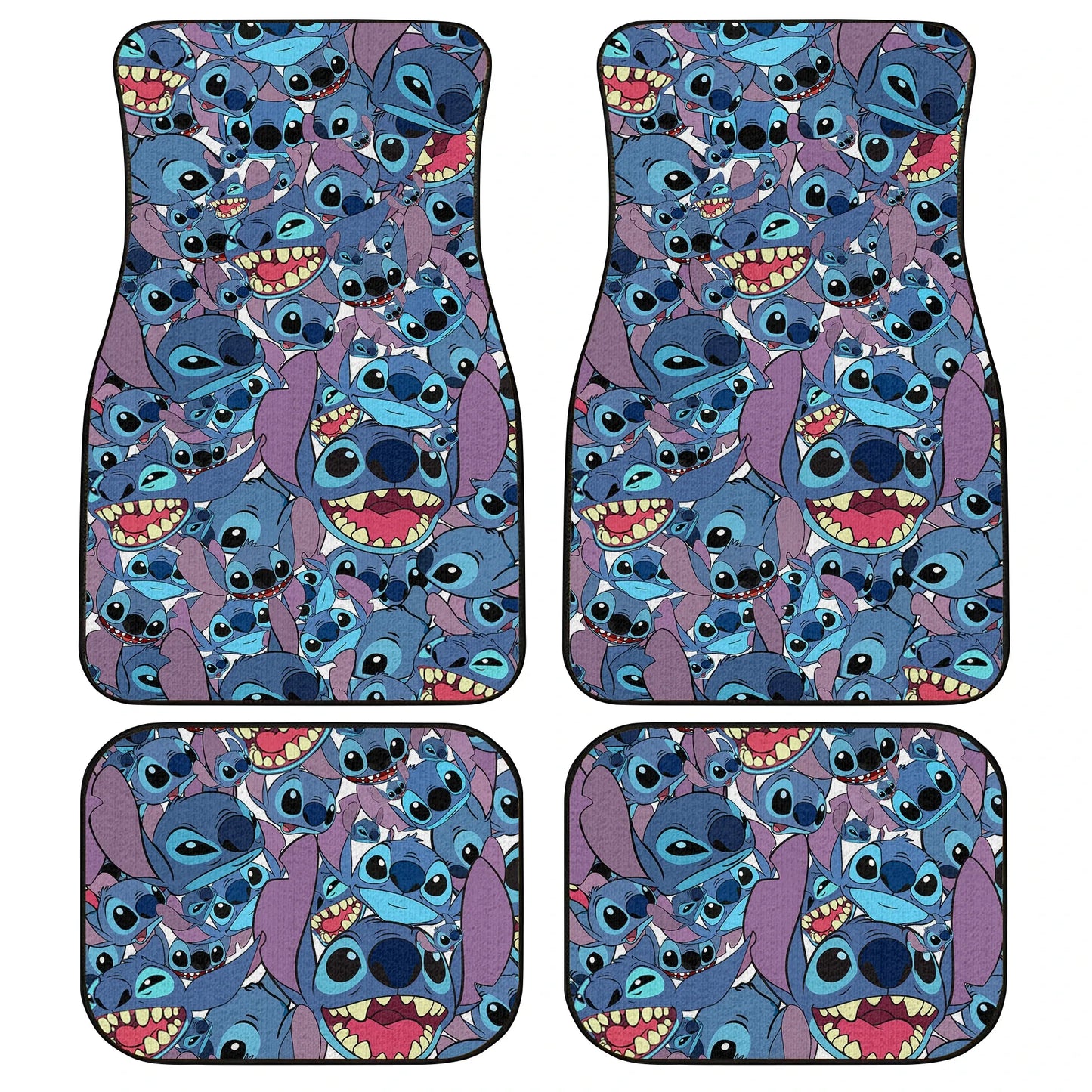 Stitch Car Mats Stitch All Funny Emotions Doodle Pattern Car Floor Mats Blue