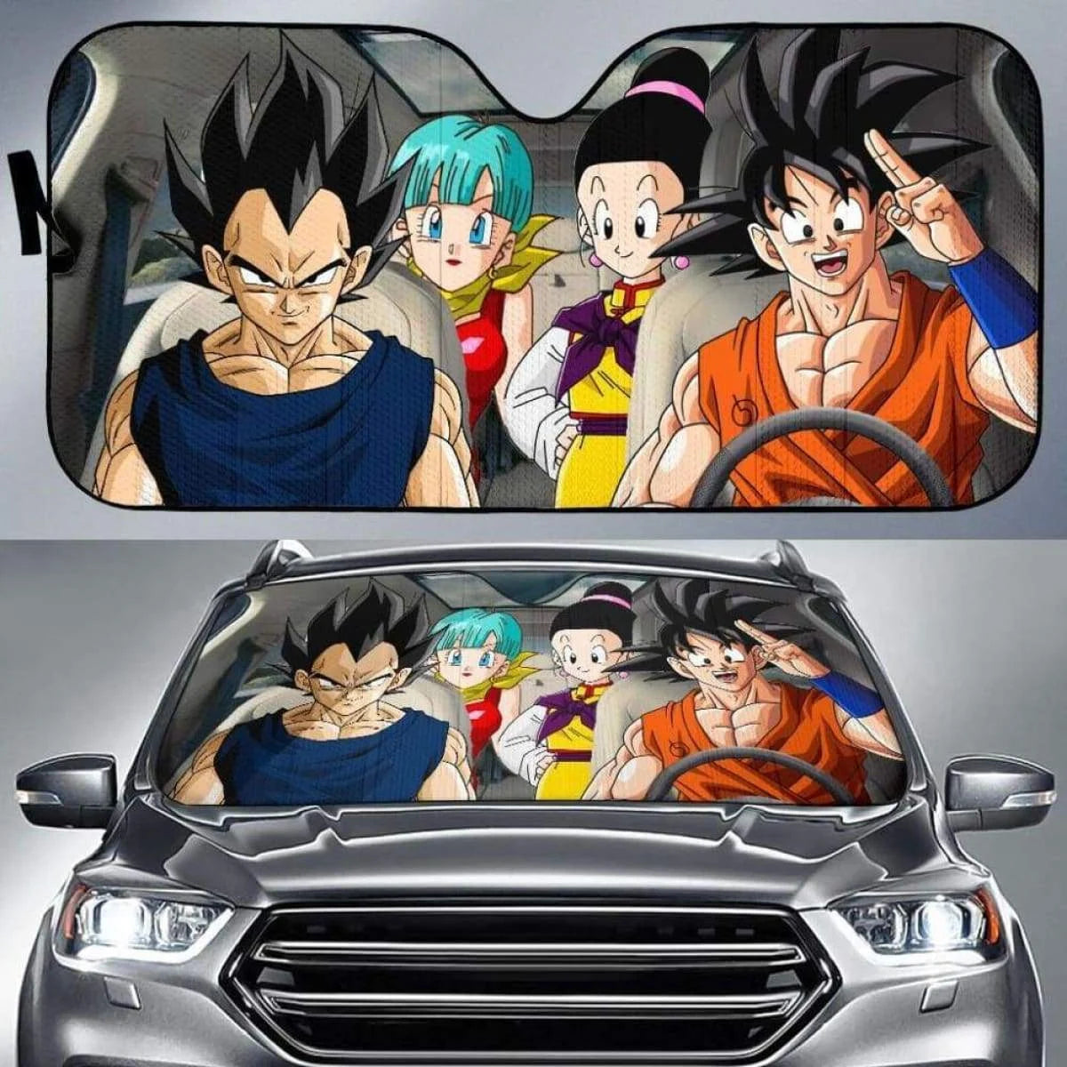 Dragon Ball Car Sun Shade Goku Vegeta Bulma And Chi Chi Winshield Sun Shade Colorful