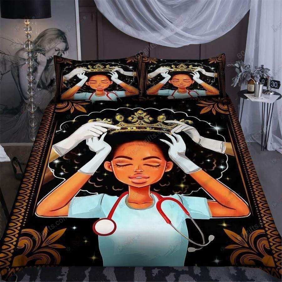 Nurse Bedding Set African American Black Nurse Queen Duvet Covers Black Brown Unique Gift