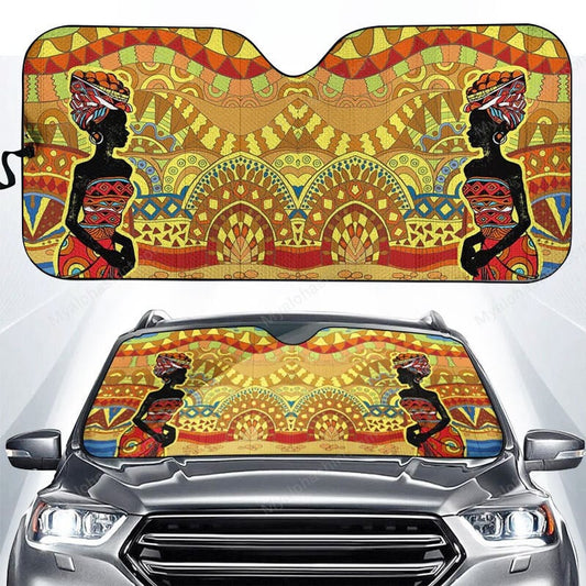 Africa American Car Sun Shade Africa American Pride Black Women Winshield Sun Shade Yellow