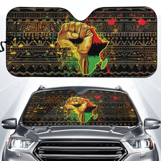 Africa American Car Sun Shade Africa American Pride Tribal Pattern Winshield Sun Shade Colorful