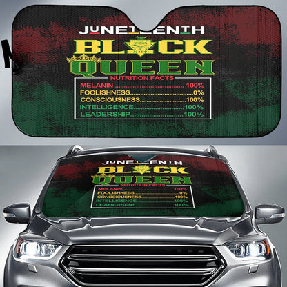 Juneteenth Car Sun Shade Juneteenth Black Queen Nutrition Facts Winshield Sun Shade Colorful