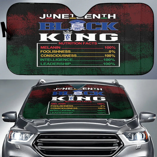 Juneteenth Car Sun Shade Juneteenth Black King Nutrition Facts Winshield Sun Shade Colorful