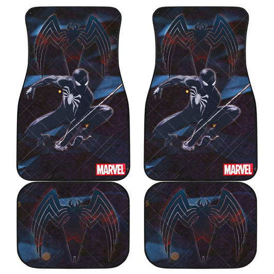 Spiderman Car Mats Black Suit Spiderman Swinging Graphic Car Floor Mats Black