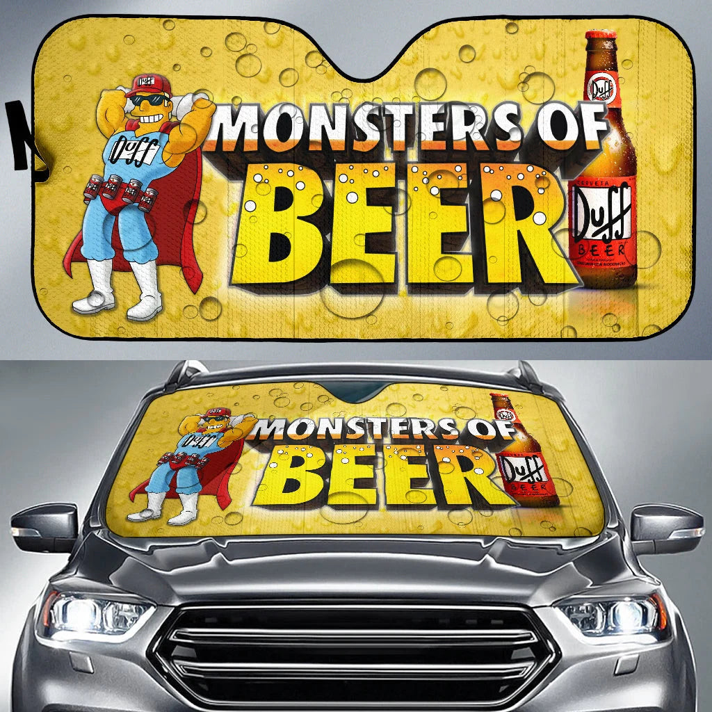 The Simpsons Car Sun Shade Duff Man Monsters Of Beer Winshield Sun Shade Colorful