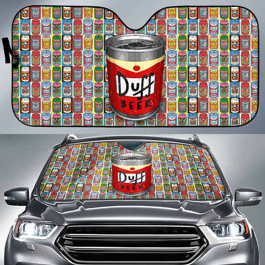 The Simpsons Car Sun Shade The Simpsons Duff Beer Pattern Winshield Sun Shade Colorful