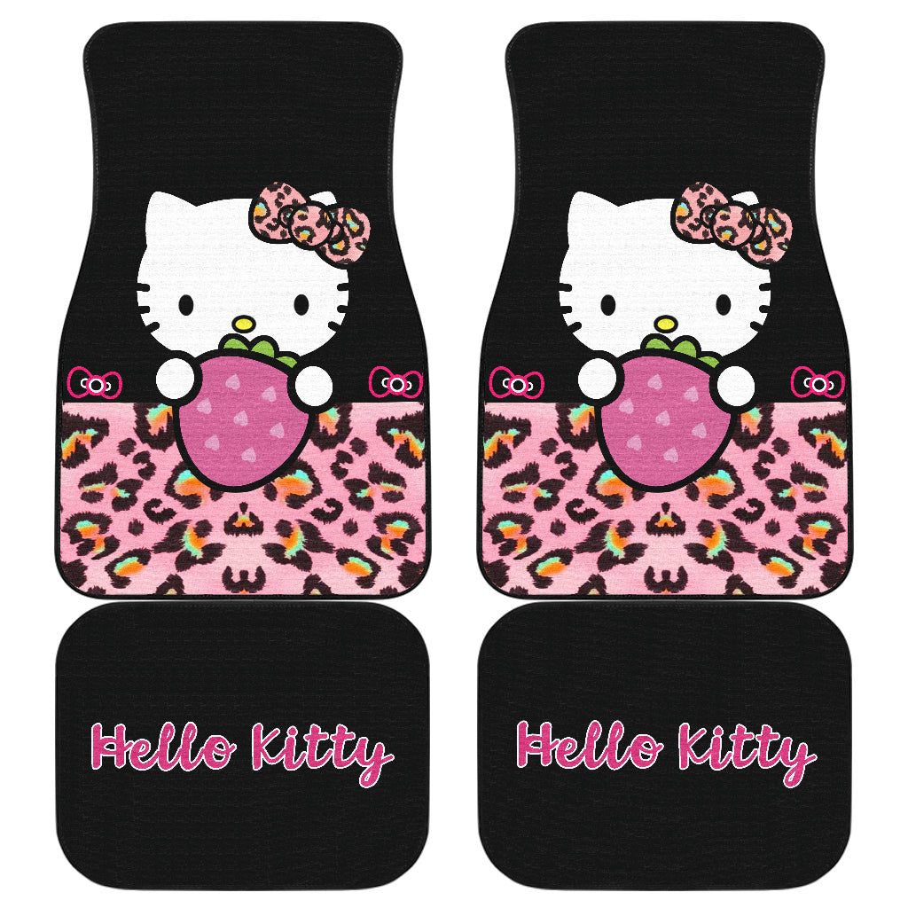 Hello Kitty Car Mats Hello Kitty With Strawberry Leopard Pattern Car Floor Mats Black Pink