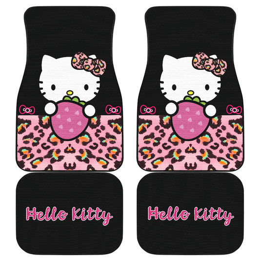 Hello Kitty Car Mats Hello Kitty With Strawberry Leopard Pattern Car Floor Mats Black Pink