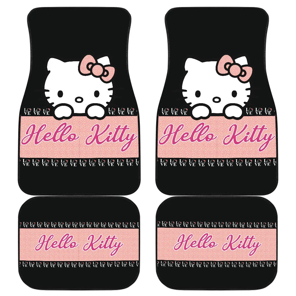 Hello Kitty Car Mats Hello Kitty Graphic Love Pattern Car Floor Mats Black Pink