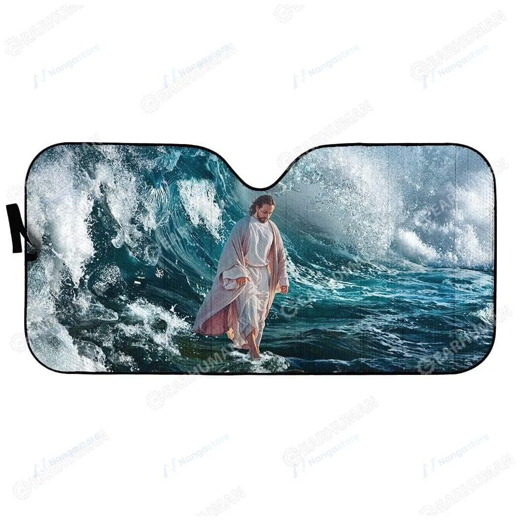 Jesus Car Sun Shade Jesus Walks On Water Winshield Sun Shade Blue