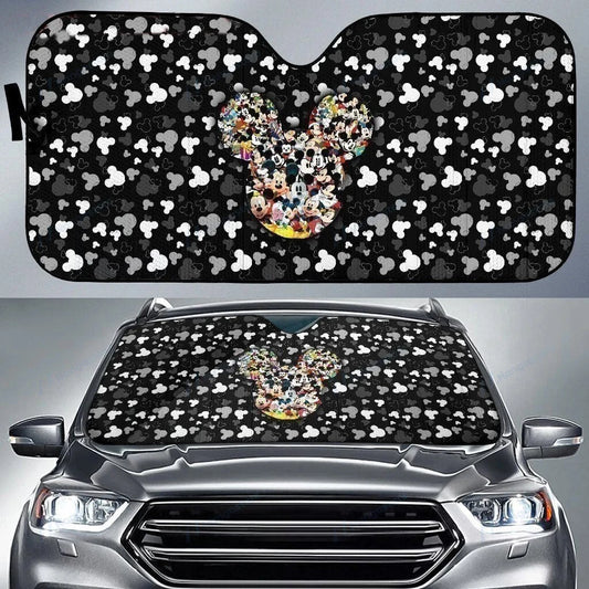 MM Car Sun Shade All MM Version Head Pattern Winshield Sun Shade Black White