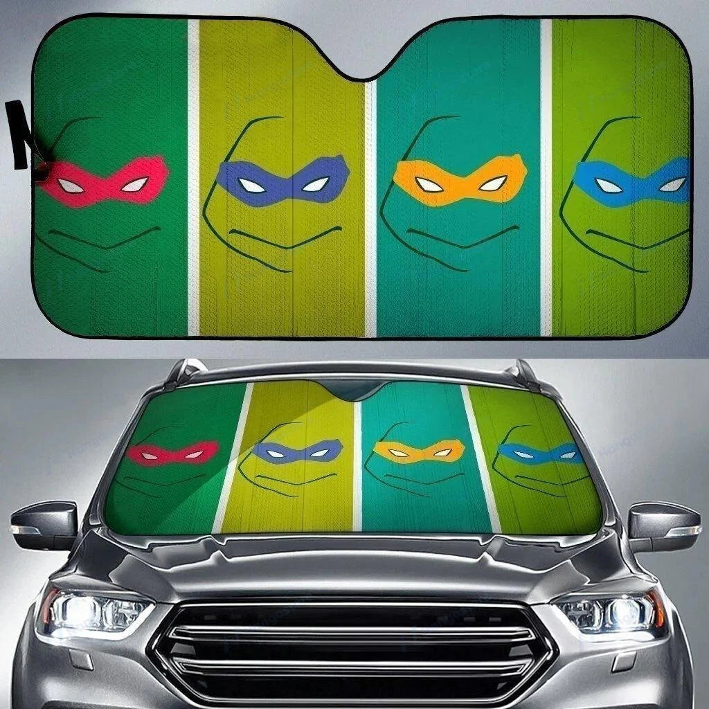 TMNT Car Sun Shade Teenage Mutant Ninja Turtles Face Winshield Sun Shade Green