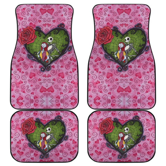 TNBC Car Mats Jack And Sally Valentine Heart Shape Pattern Car Floor Mats Pink