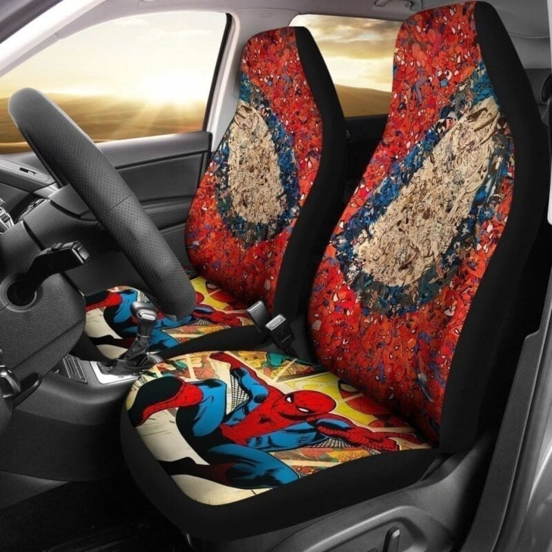 Spiderman Car Seat Covers MV Spiderman Comic Eye Pattern Seat Covers Colorful