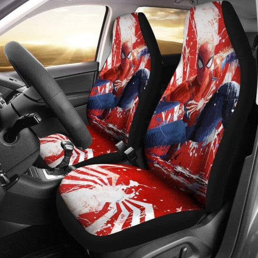 Spiderman Car Seat Covers MV Superhero Spiderman Painting Art Seat Covers Red