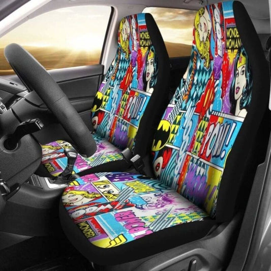 Wonder Woman Car Seat Covers DC Wonder Woman Comic Pattern Seat Covers Colorful