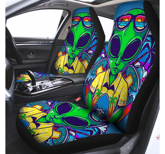 Alien Car Seat Covers Alien Summer Beach Graphic Seat Covers Colorful