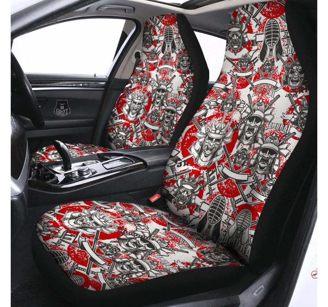 Japanese Car Seat Covers Japanese Samurai Helmet Pattern Seat Covers Red Black