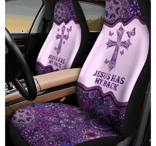 Jesus Car Seat Covers Jesus Has My Back Seat Covers Purple