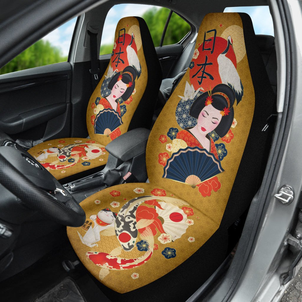 Japanese Car Seat Covers Japanese Geisha Koi Fish Pattern Seat Covers Red Brown