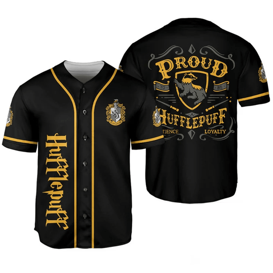 HP Jersey Proud To Be Hufflepuff Badger Mascot Patience Loyalty Yellow Black HP Jersey Shirt