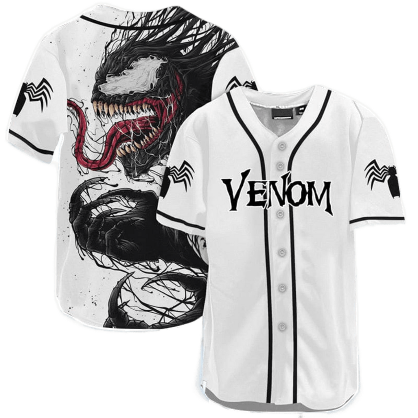 Marvel Jersey Marvel Anti-Hero Venom Graphic White Black Jersey Shirt Marvel Baseball Jersey Venom Baseball Jersey