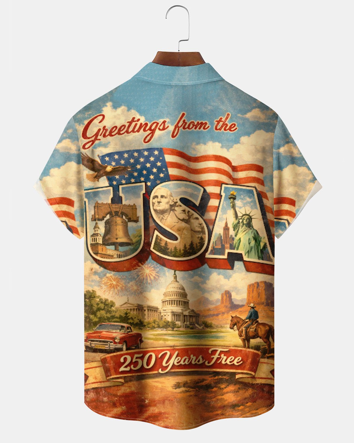 Alohadaddy® Holiday America 70th Anniversary Printed Pocket Button Men's Short-Sleeve Shirt Big & Tall