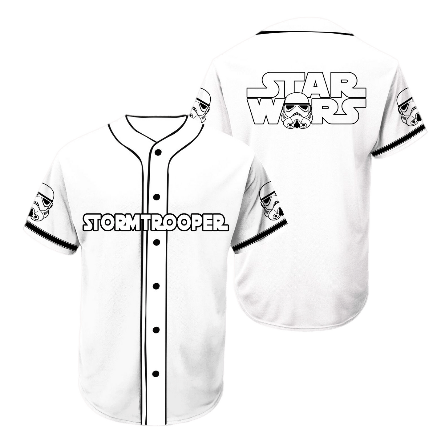 Star Wars Jersey Star Wars Stormtrooper Helmet Graphic Black White Jersey Shirt Star Wars Baseball Jersey For Men