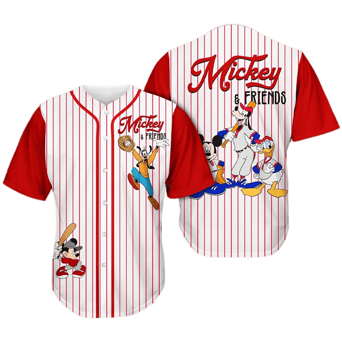 Mickey Jersey Disney Mickey Mouse Goofy Donald Duck Graphic White Red Jersey Shirt Mickey Baseball Jersey Disney Baseball Jersey