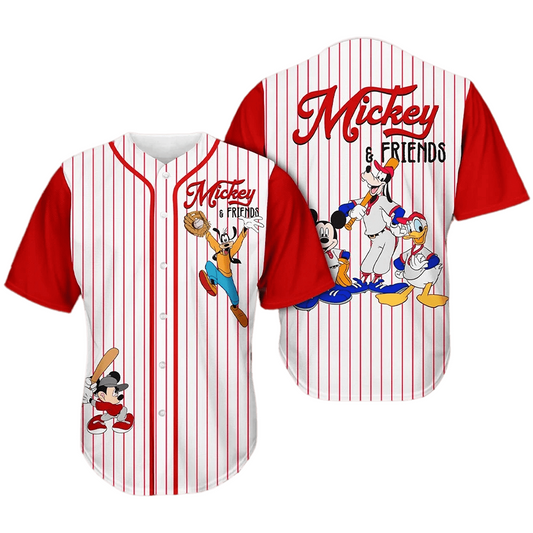 Mickey Jersey Disney Mickey Mouse Goofy Donald Duck Graphic White Red Jersey Shirt Mickey Baseball Jersey Disney Baseball Jersey