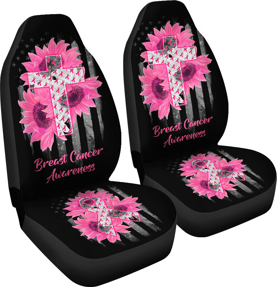 Breast Cancer Car Seat Covers Cross Sunflower Breast Cancer Awareness Seat Covers Black Pink