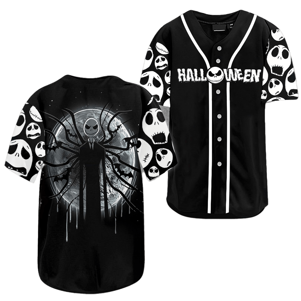 TNBC Jersey Jack Skellington Slenderman Halloween Black Jersey Shirt TNBC Baseball Jersey