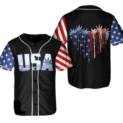 Independence Day Jersey American Flag USA Heart Shape Independence Day Black Jersey Shirt 04th Of July Baseball Jersey For Men