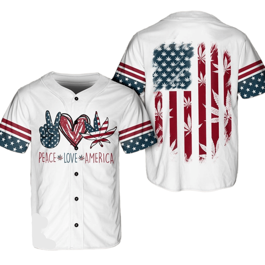 Independence Day Jersey Peace Love America Flag Independence Day White Jersey Shirt For Men 04th Of July Baseball Jersey