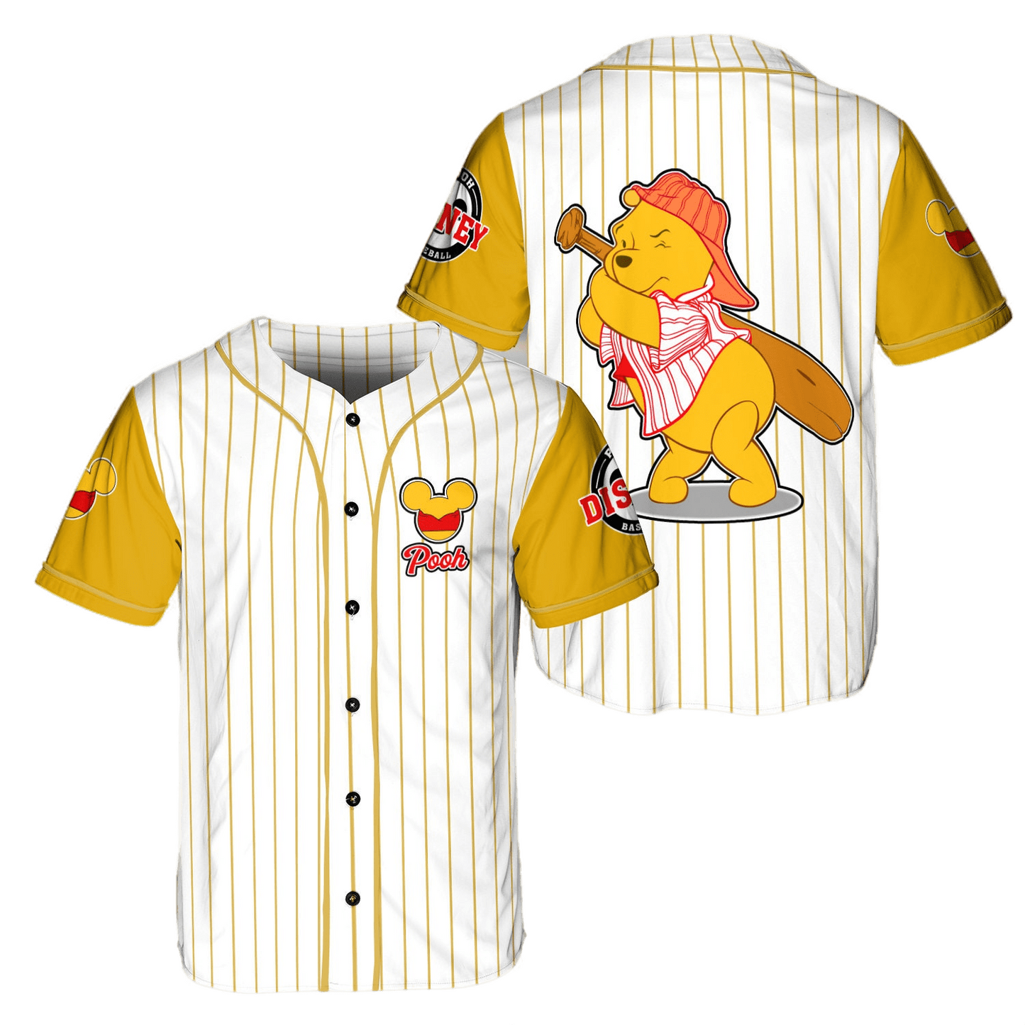 Winnie The Pooh Jersey Disney Winnie The Pooh Sport Hitter White Yellow Jersey Shirt Winnie The Pooh Baseball Jersey Disney Baseball Jersey