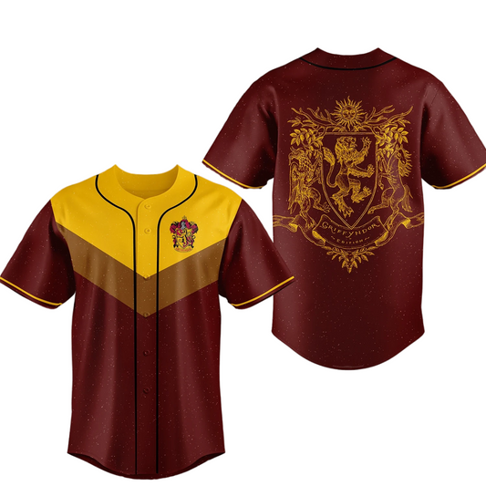 HP Jersey HP Gryffindor House Crest Mascot Lion Red Jersey Shirt HP Baseball Jersey Gryffindor Baseball Jersey