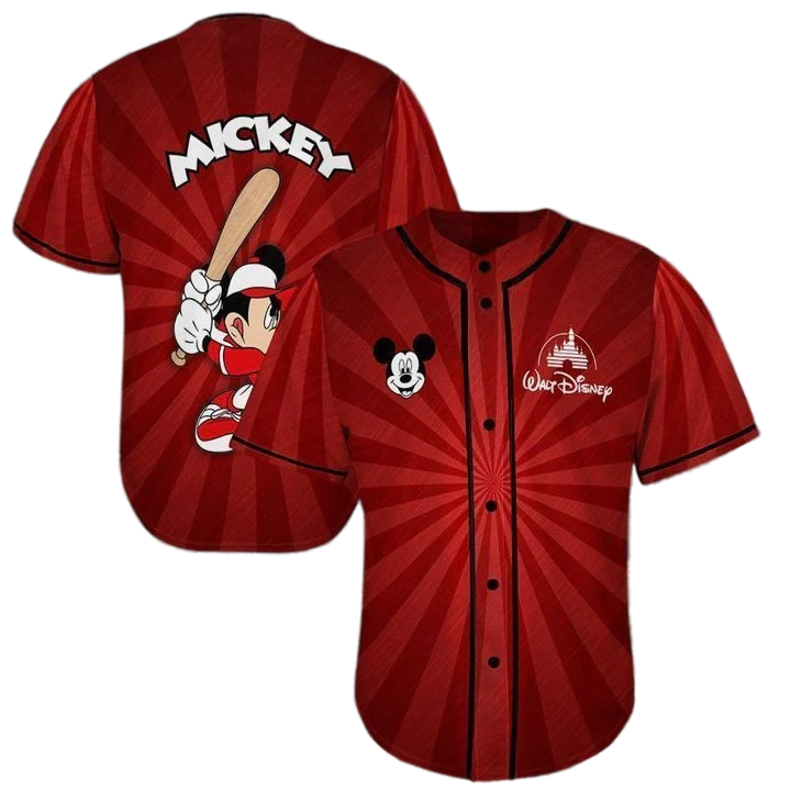 Mickey Jersey Disney Mickey The Player Walt Disney Symbol Red Jersey Shirt Mickey Baseball Jersey Disney Baseball Jersey