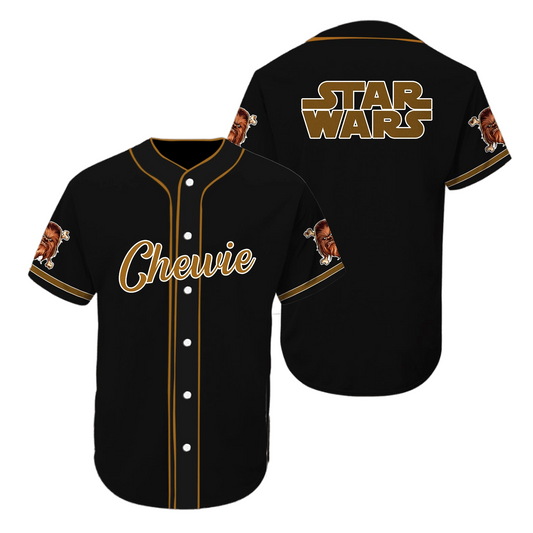 Star Wars Jersey Star Wars Chewie Chewbacca Graphic Black Brown Jersey Shirt Star Wars Baseball Jersey For Men