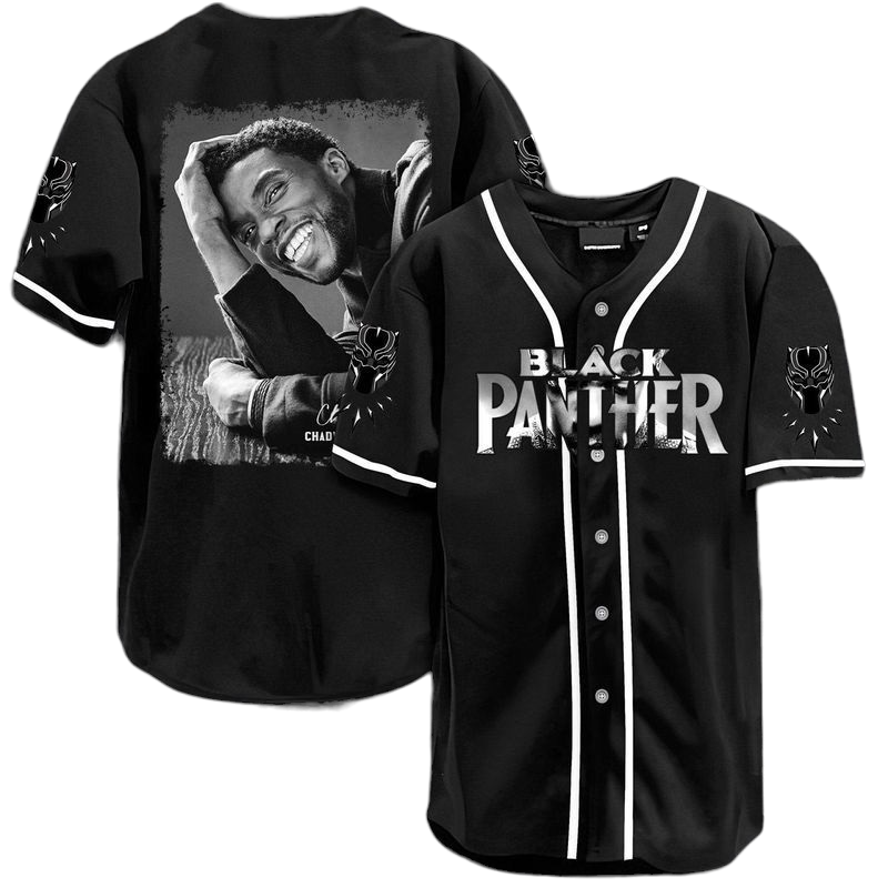 Marvel Jersey Marvel Black Panther Chadwick Boseman Graphic Black Jersey Shirt Marvel Baseball Jersey Black Panther Baseball Jersey For Men