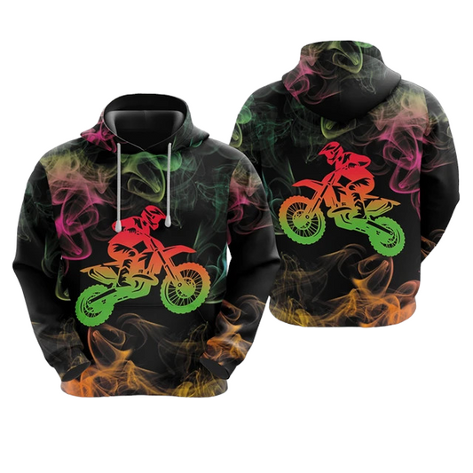 Motorcycle Hoodie Motorbike Racing Smoke Pattern Hoodie Colorful Unisex