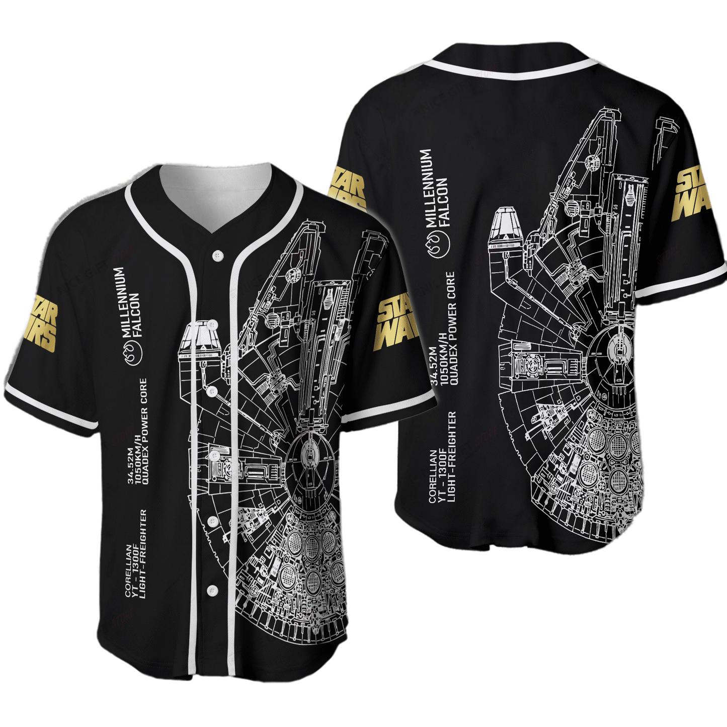 Star Wars Jersey Star Wars Millennium Falcon Design Sketch Black Jersey Shirt Star Wars Baseball Jersey For Men