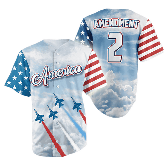 Independence Day Jersey 2nd Amendment America Planes Independence Day White Jersey Shirt For Men 04th Of July Baseball Jersey