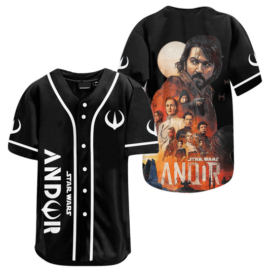 Star Wars Jersey Star Wars Andor Symbol Characters Graphic Black Jersey Shirt Star Wars Baseball Jersey For Men