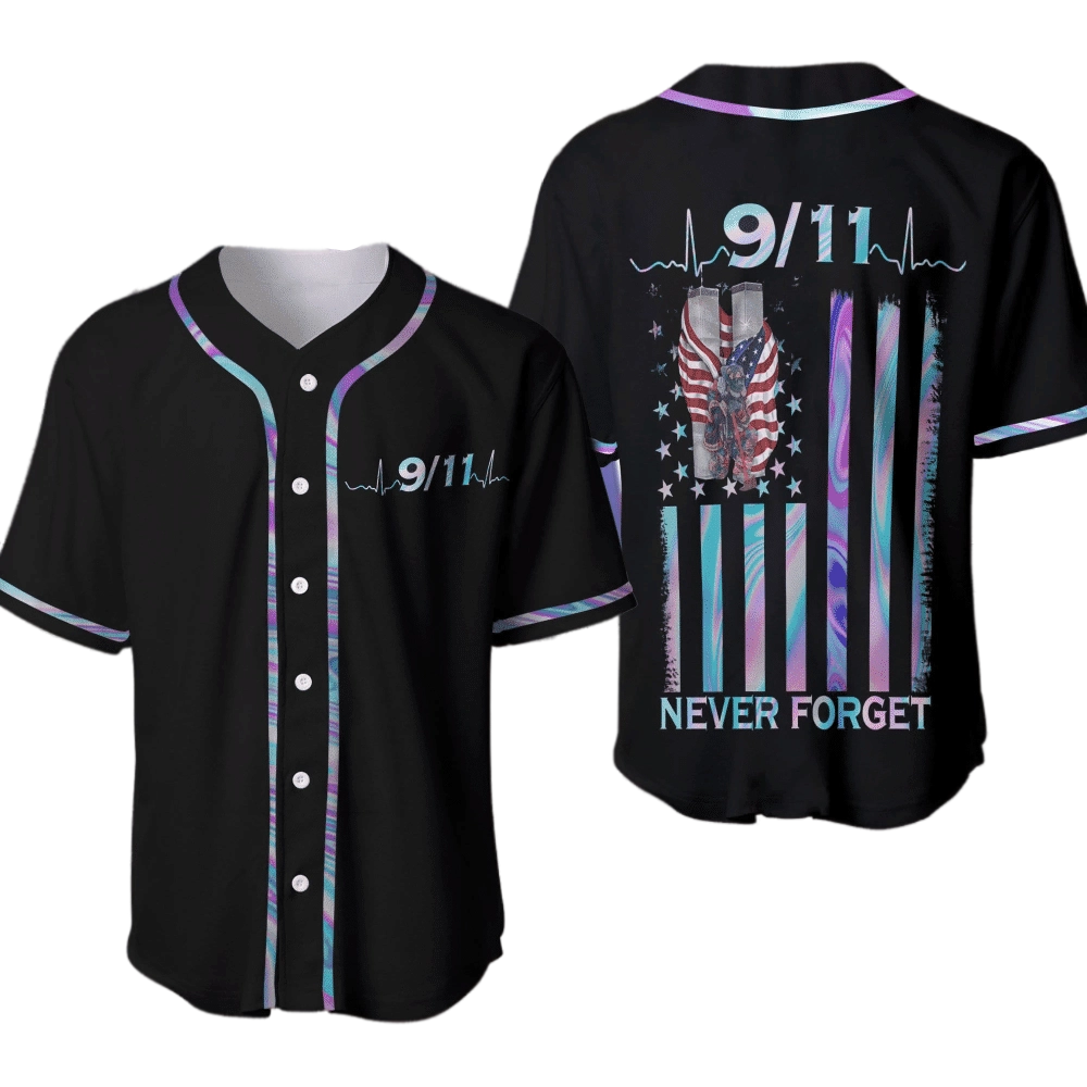 Patriot Day Jersey Patriot Day Never Forget 9/11 Radiant Black Jersey Shirt September 11th Baseball Jersey For Men