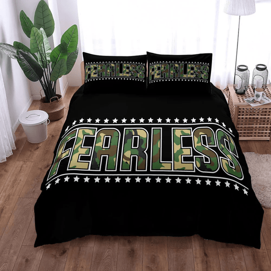 Veteran Bedding Set Camouflage Military Fearless Veteran Duvet Covers Black Green Unique Gift