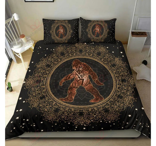 Bigfoot Bedding Set Bigfoot Mandala Flower Pattern Duvet Covers Black Brown Unique Gift