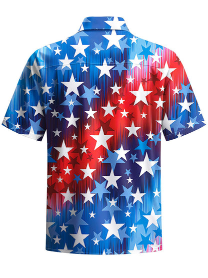 Alohadaddy® Holiday American Flag Day Print Art Chest Pocket Mens Short Sleeve Shirts Big & Tall