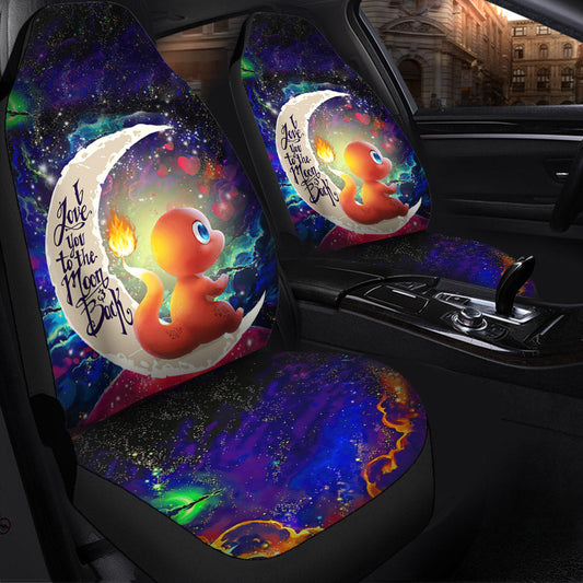 Cute Charmander Love You To The Moon Galaxy Car Seat Covers